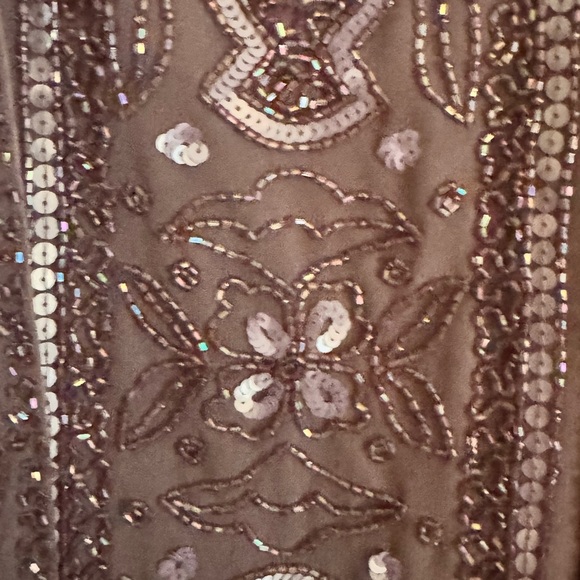Mauve Embellished Dress & Jacket Set Women’s Size L Beaded Formal Wedding - Picture 2 of 6